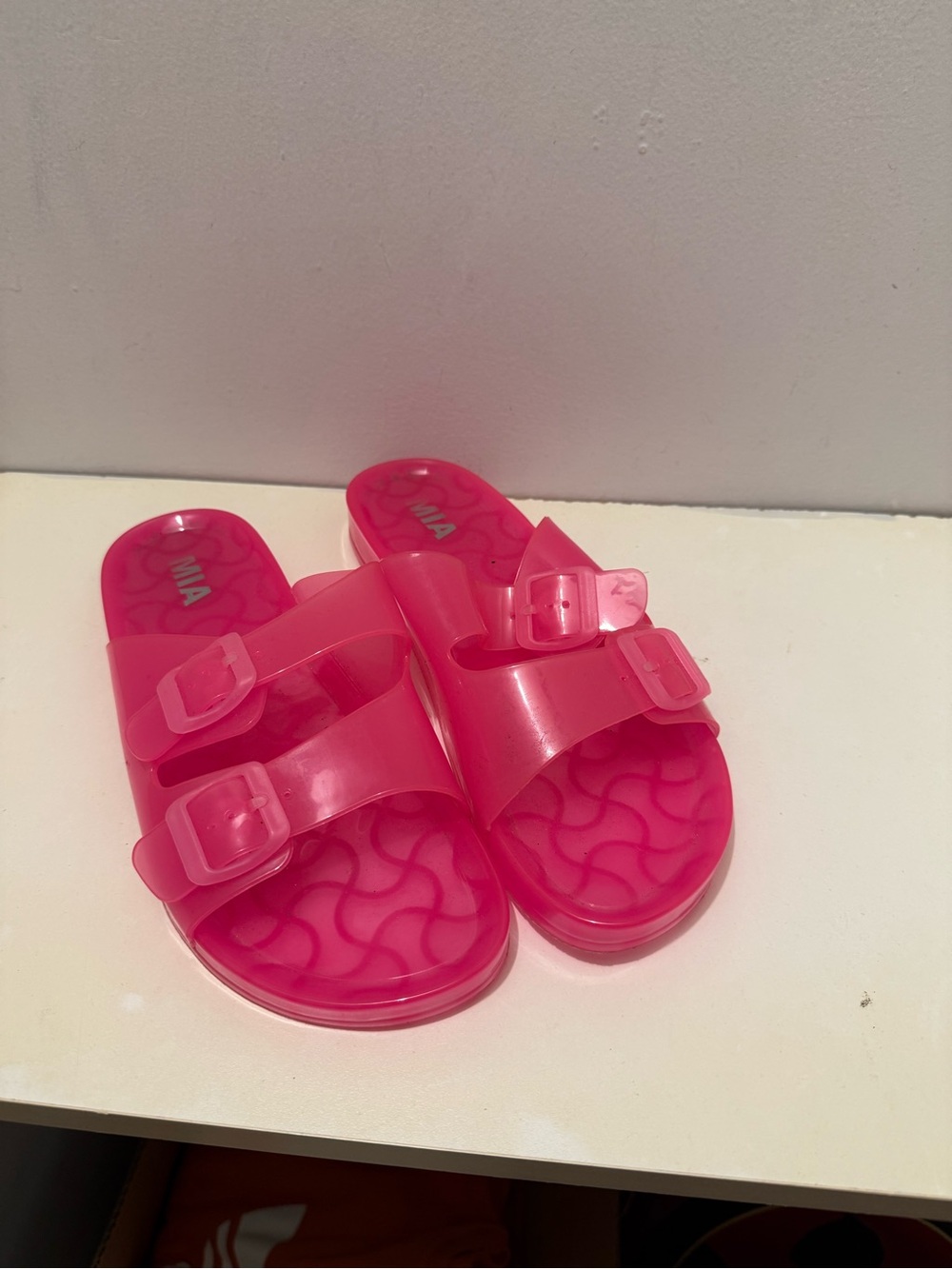 MIA Hot Pink Jelly Slide Sandals